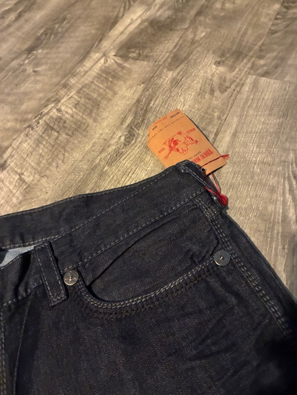 True Religion Jeans Men’s SZ 44 Ricky Big QT Blue Black Grey Made In Usa - Picture 7 of 16